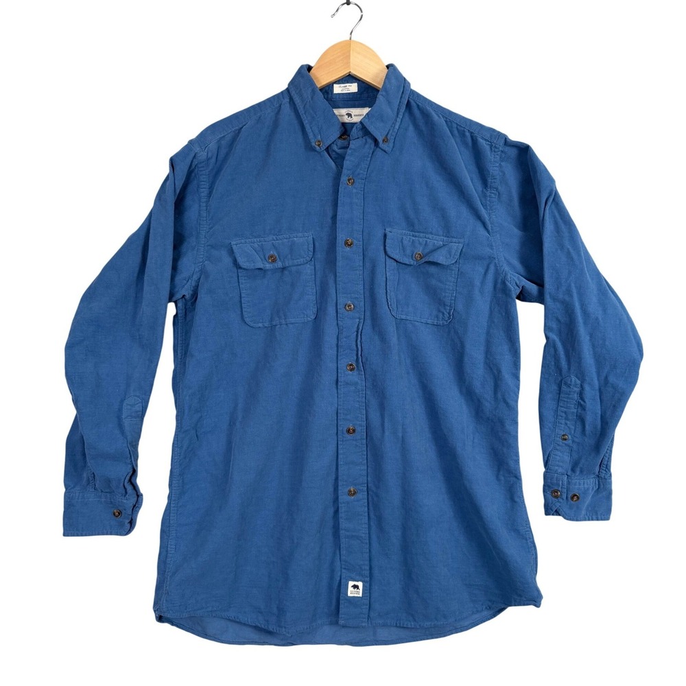 Onward Reserve Corduroy Button Down Mens‎ Medium Blue Classic Fit Long Sleeve
